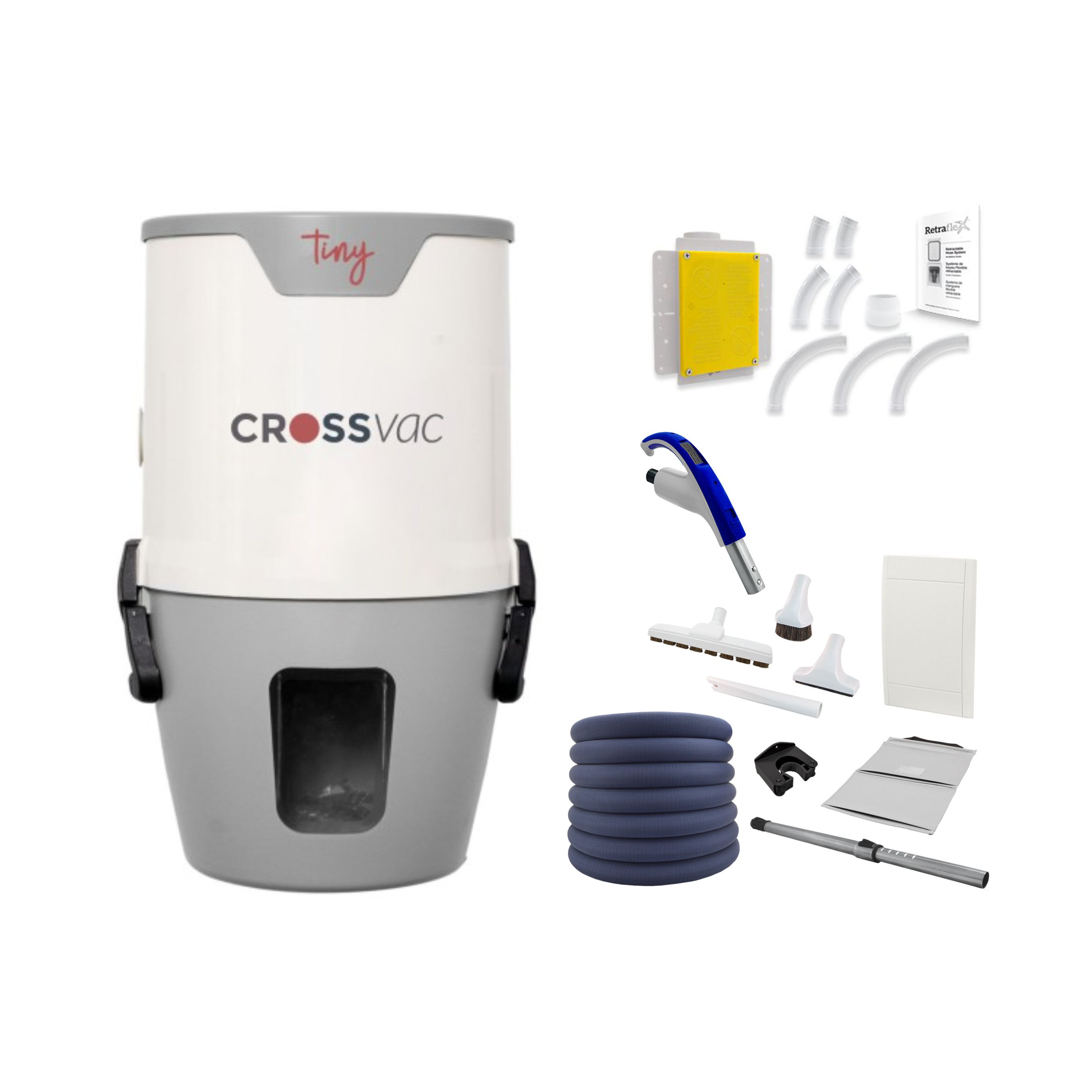 Crossvac Zentralstaubsauger Set Tiny Retraflex Crossvac Zentralstaubsauger Set Tiny Retraflex